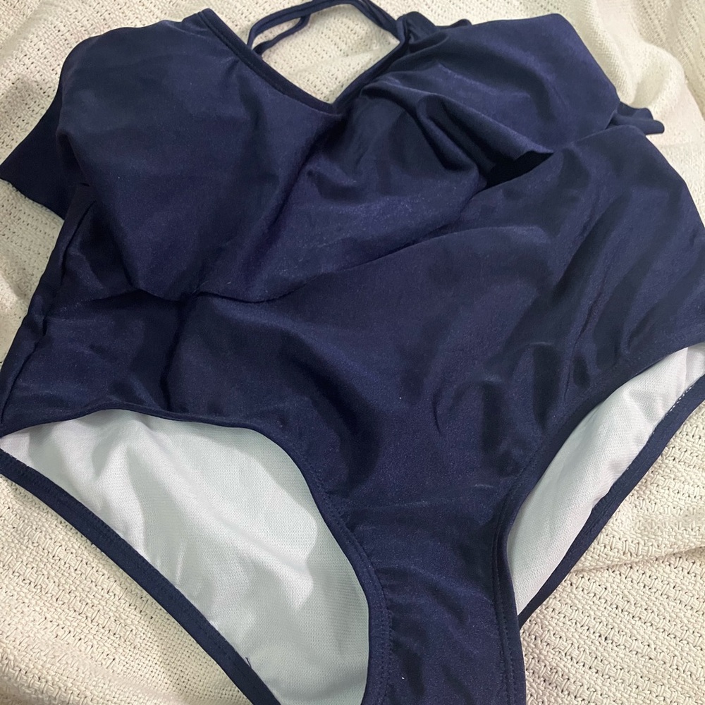 Navy Blue Glitter Two Piece